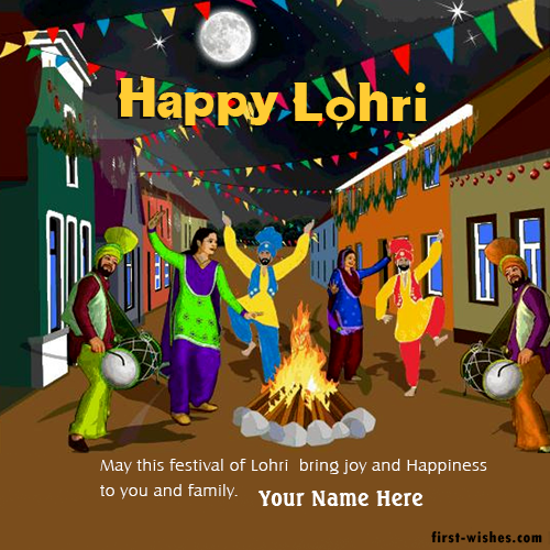 Happy Lohri Wishes With Name Image fest wishes