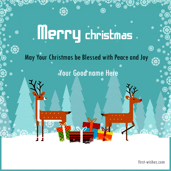 Merry Christmas Wishes Image Card with name