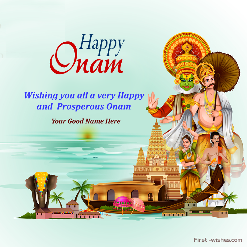Onam Wishes 2024 Card Video Image with name