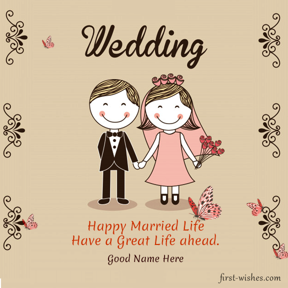 Wedding Wishes with name - Happy Married Life