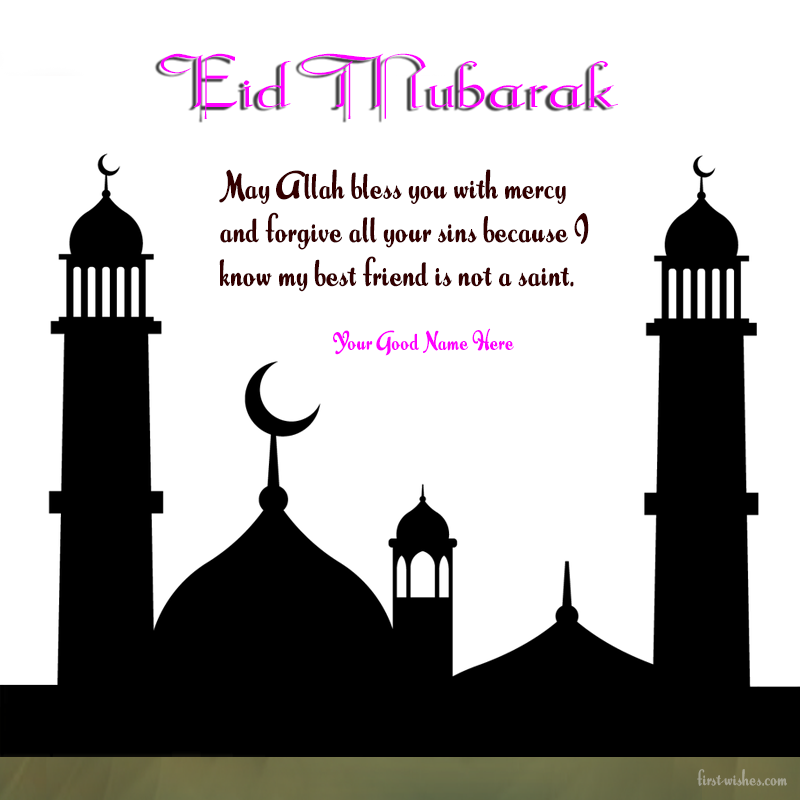Eid Mubarak 2024 Wishes Mosque Image Card