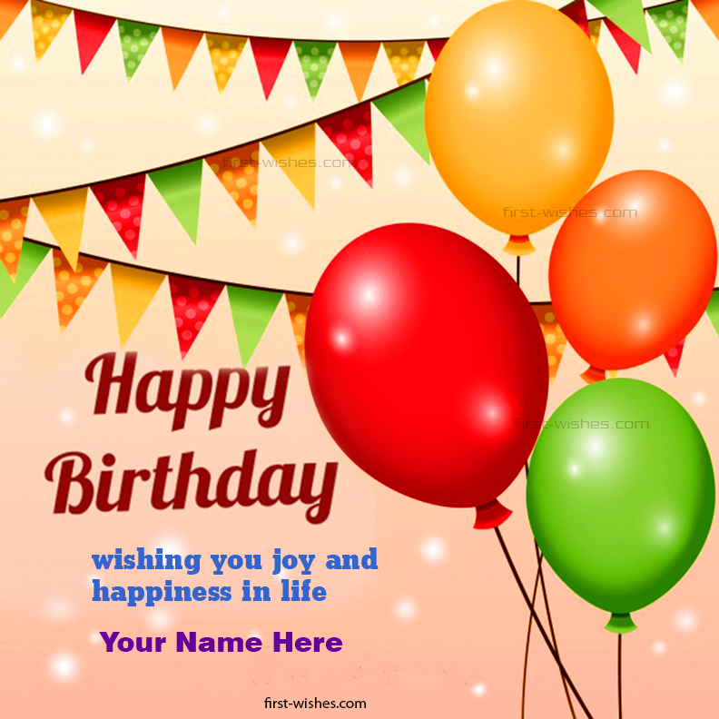 Happy Birthday Wishes with Name Greeting Card